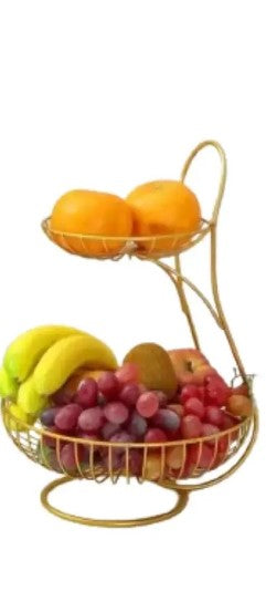METAL WIRE FRUIT STAND,Gold 2 tire