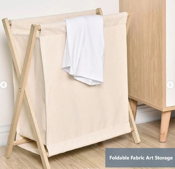 BAMBOO WOOD X-FRAME LAUNDRY HAMPER