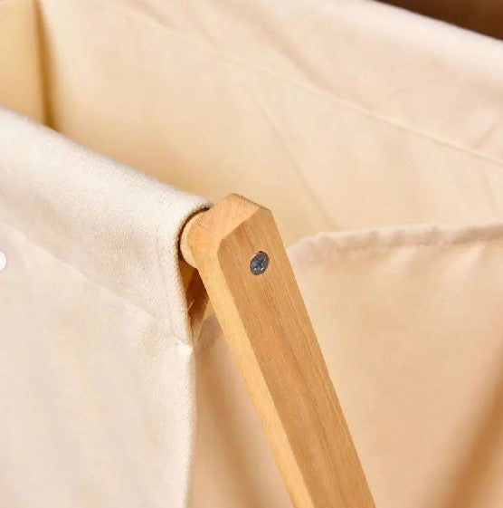 BAMBOO WOOD X-FRAME LAUNDRY HAMPER