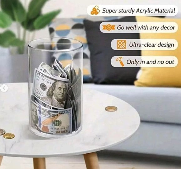 ACRYLIC TRANSPARENT MONEY BOX