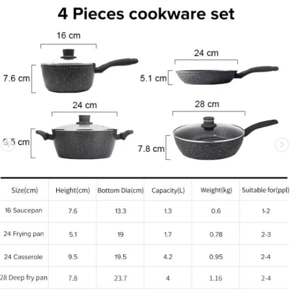 4PCS NON-STICK COOKWARE SET