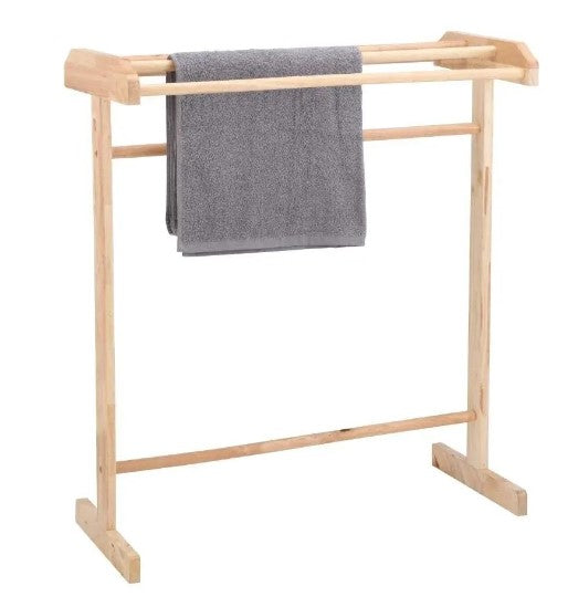4-LINE WOODEN CLOTHES DRYING RACK, NATURAL WOOD PATTERN