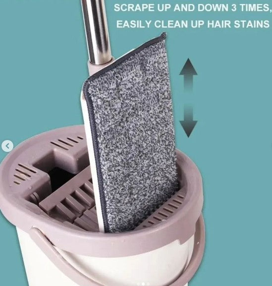 OVAL SHAPE MICROFIBER HAND FREE FLAT MOP WITH BUCKET