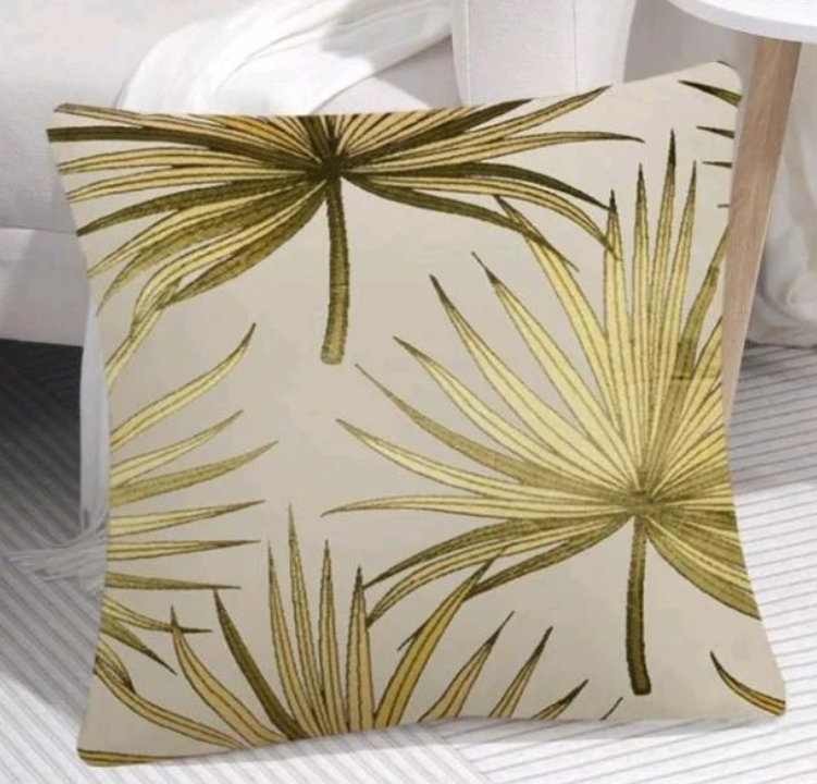 4PCS LUXURY YELLOW FLORAL AND LEAF PRINTED CUSHION COVER SET
