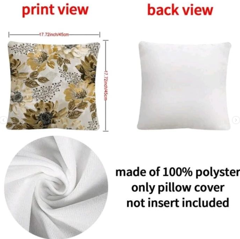 4PCS LUXURY YELLOW FLORAL AND LEAF PRINTED CUSHION COVER SET