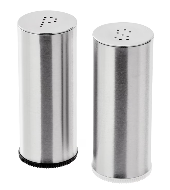 PLATS Salt/pepper shaker, set of 2, stainless steel