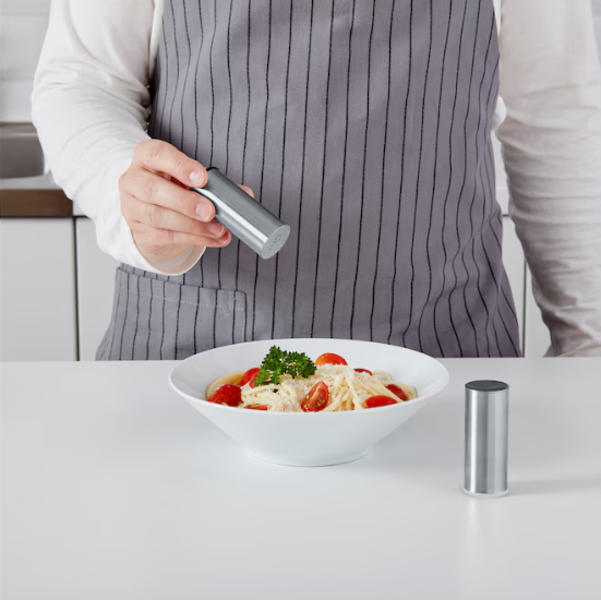 PLATS Salt/pepper shaker, set of 2, stainless steel
