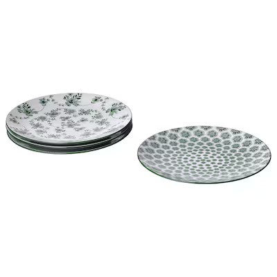 ENTUSIASM Side plate, patterned/green, 7 "