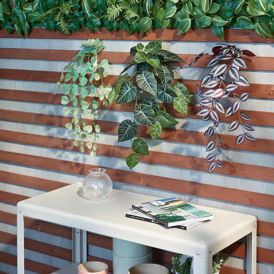 FEJKA Artificial plant with wall holder, in/outdoor/green/lilac
