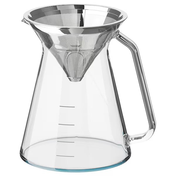 HÖGMODIG Coffee maker for drip coffee, clear glass/stainless steel, 0.6 l