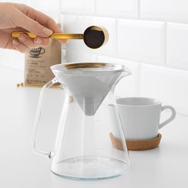 HÖGMODIG Coffee maker for drip coffee, clear glass/stainless steel, 0.6 l
