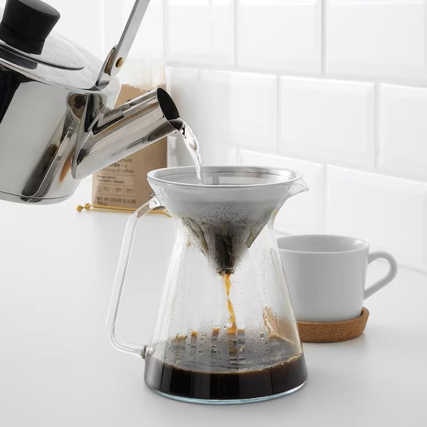 HÖGMODIG Coffee maker for drip coffee, clear glass/stainless steel, 0.6 l