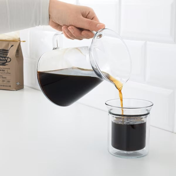 HÖGMODIG Coffee maker for drip coffee, clear glass/stainless steel, 0.6 l