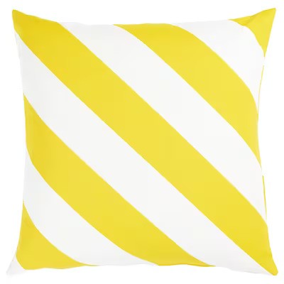 LAGERMISPEL Cushion cover, yellow/white/stripe, 20x20 "