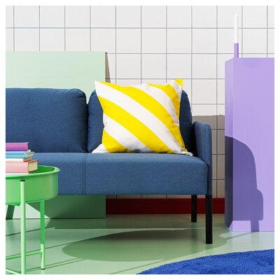 LAGERMISPEL Cushion cover, yellow/white/stripe, 20x20 "