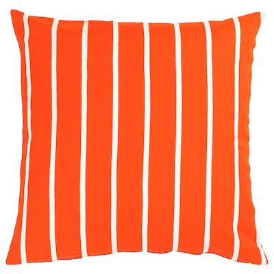 NICKFIBBLA Cushion cover, orange white/stripe, 50x50 cm
