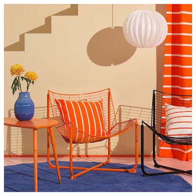 NICKFIBBLA Cushion cover, orange white/stripe, 50x50 cm