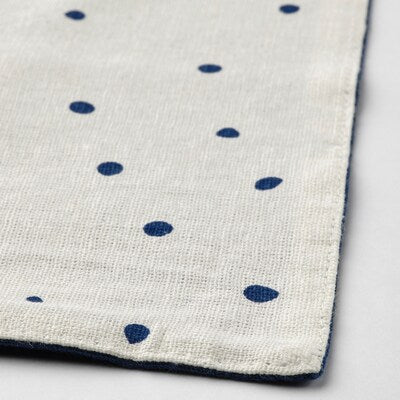 NISSÖGA Place mat, white/dark blue, 45x35 cm