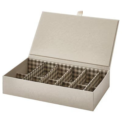RÅGODLING Box with compartments, natural colour/beige, 30x18x6 cm