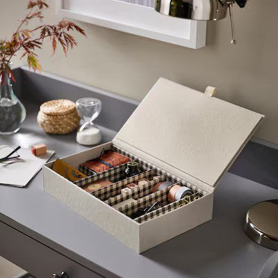RÅGODLING Box with compartments, natural colour/beige, 30x18x6 cm