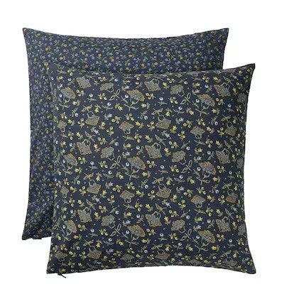SVÄRDTÅG Cushion cover, dark blue/floral pattern, 20x20 "