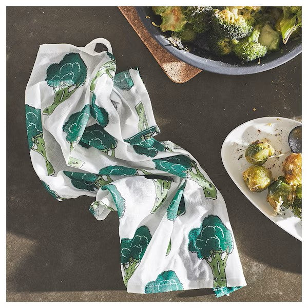 TORVFLY Tea towel, 4 pcs, patterned/green, 30x40 cm