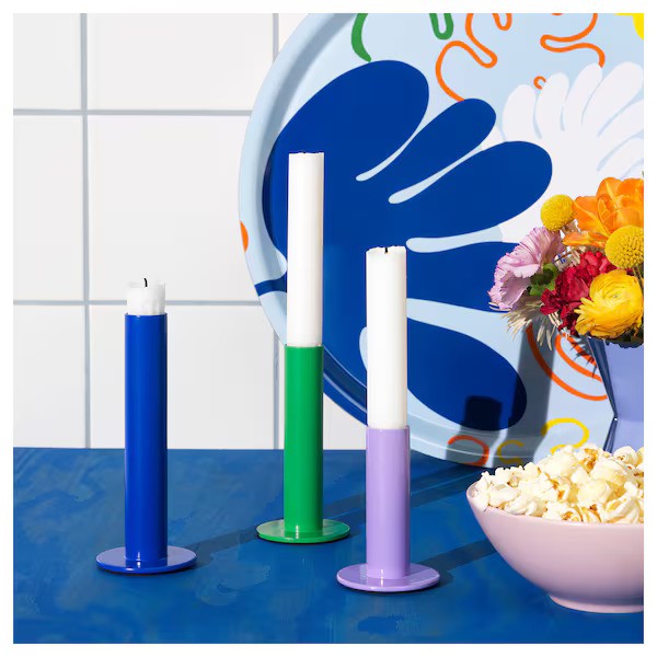 TUVKORNELL Candle holder, set of 3, mixed colors