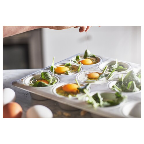 VARDAGEN Muffin tin, silver-colour, 38x29 cm